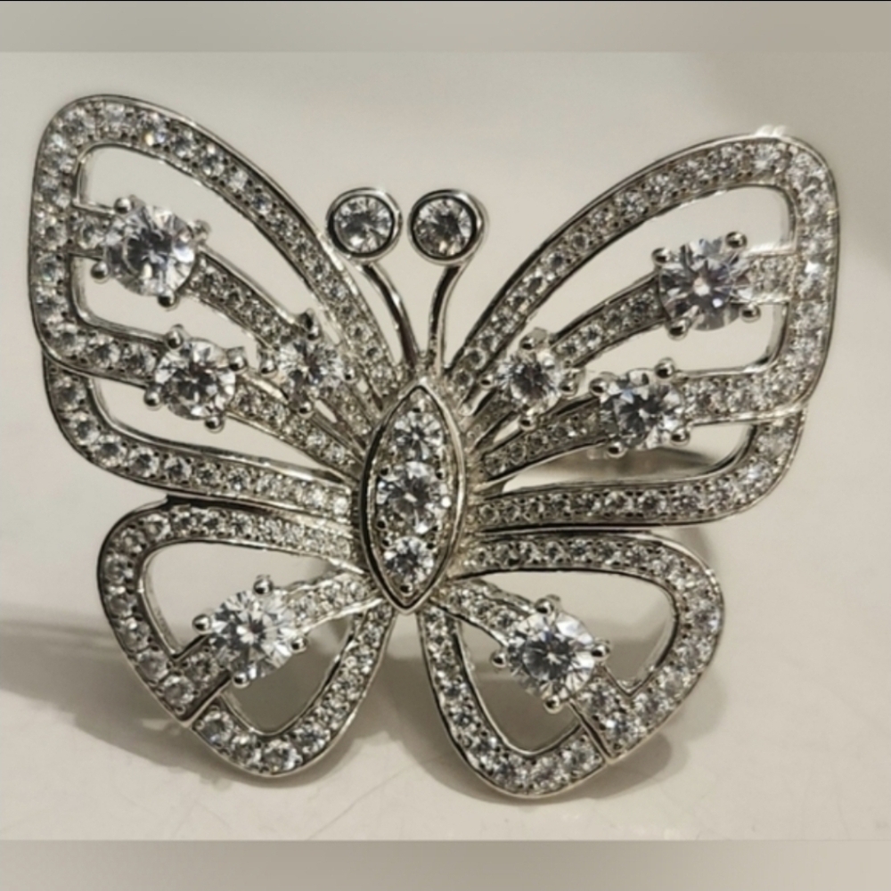 Custom 3.3 Ctw* VVS1 D EX MARIAH BUTTERFLY Moissanite Diamond Ring * New *